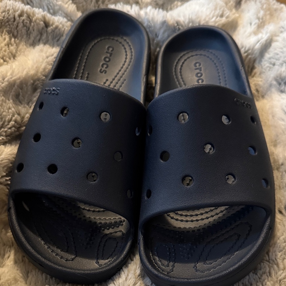 CROCS Navy Perforated Slides